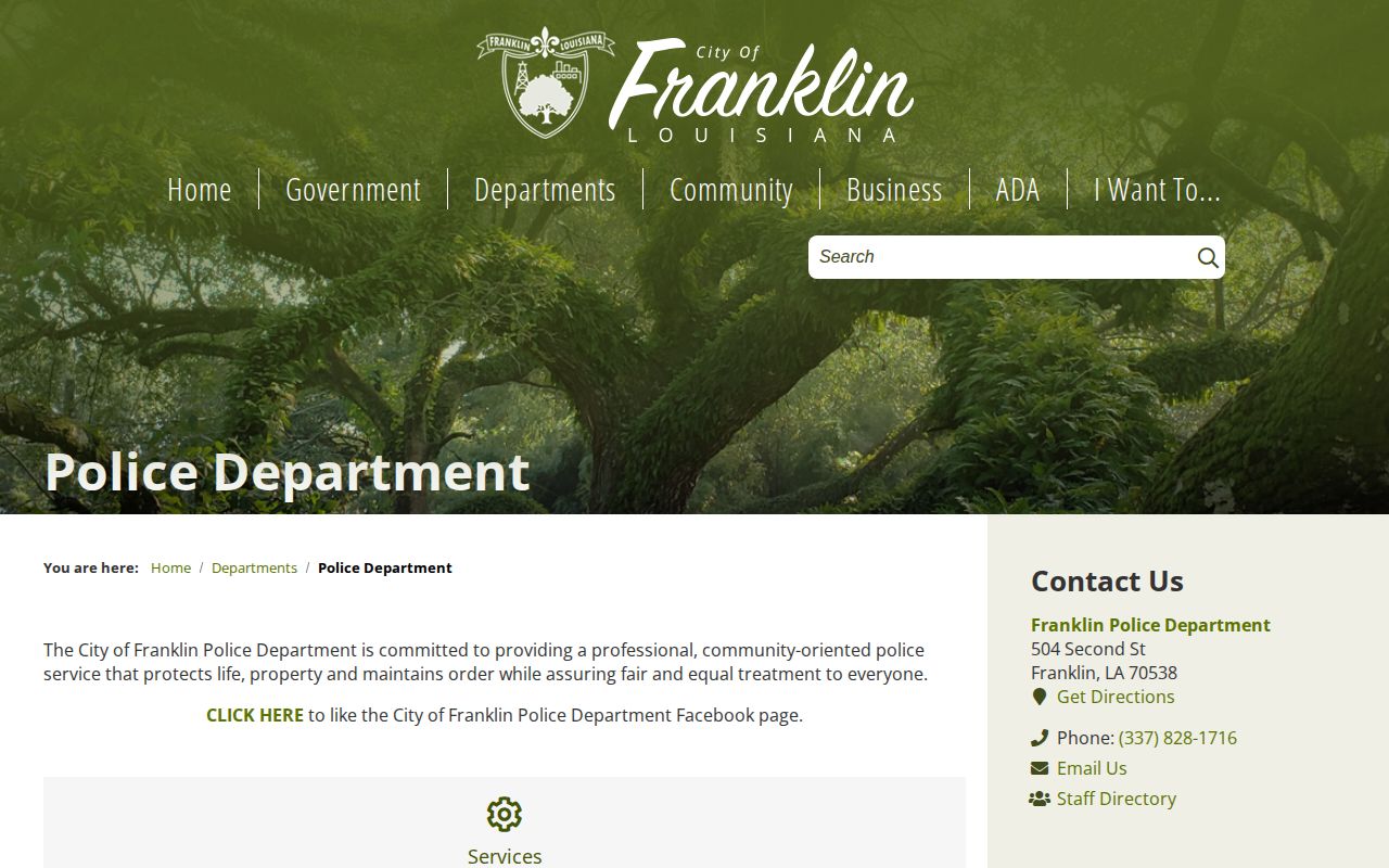 Official City of Franklin Police Department page