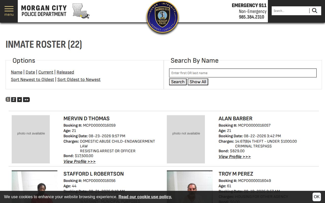 Morgan City Police current roster search