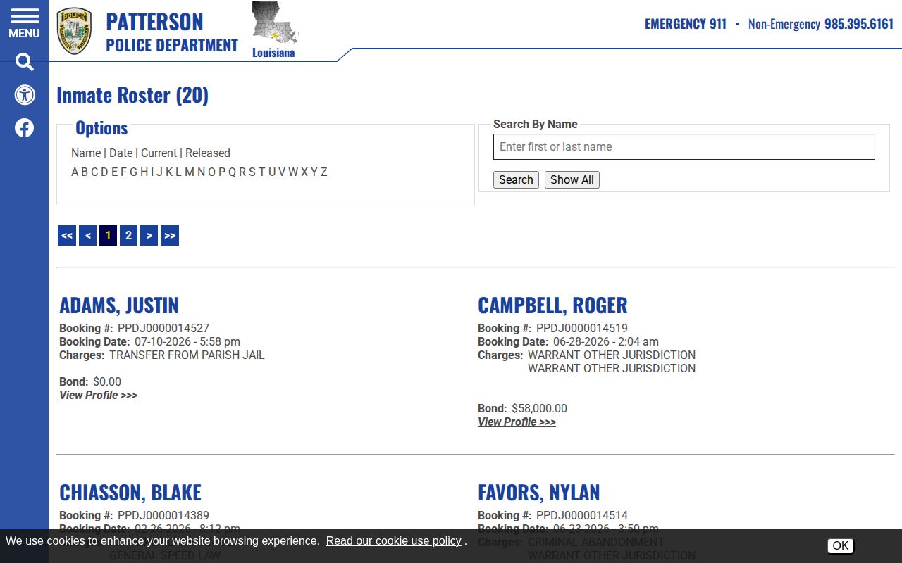 Patterson Police official inmate roster search